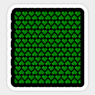 Seamless Pattern of Green Pixel Hearts Sticker